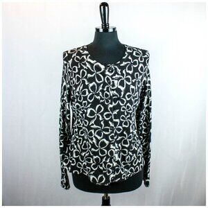 Charter Club Black White Floral Cardigan S…